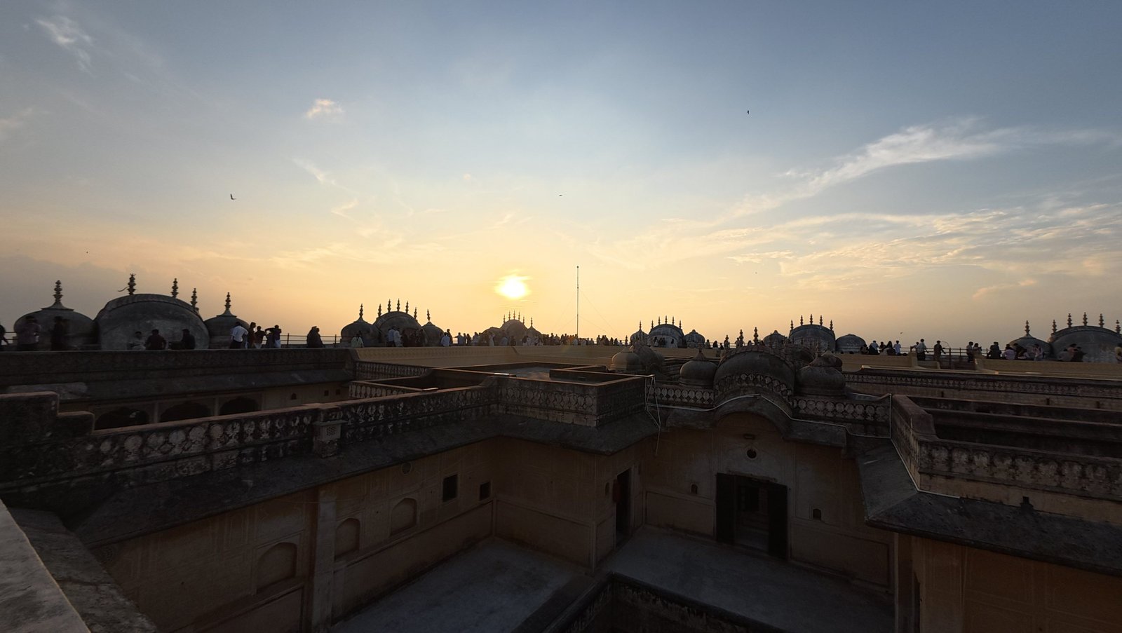 Sunset over the terraces of Nahargarh Fort in Jaipur