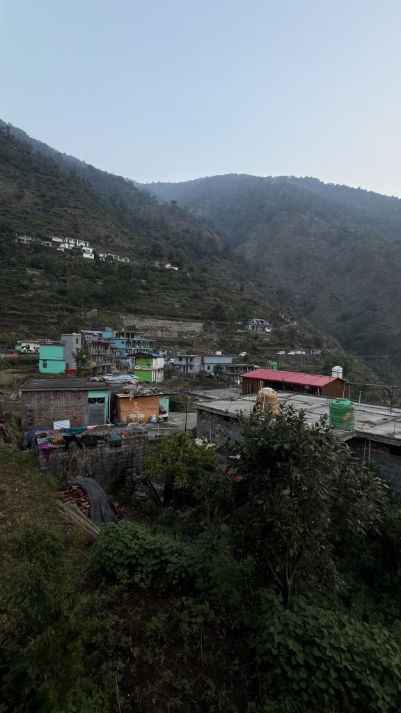 Himalayan village terraces at the start of the mountain yatra